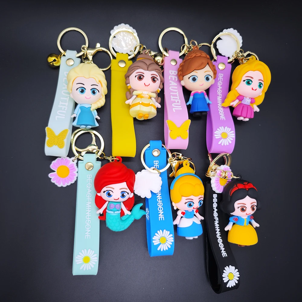 Брелок для ключей женщин кукла Принцессы Диснея искусственная мультяшная