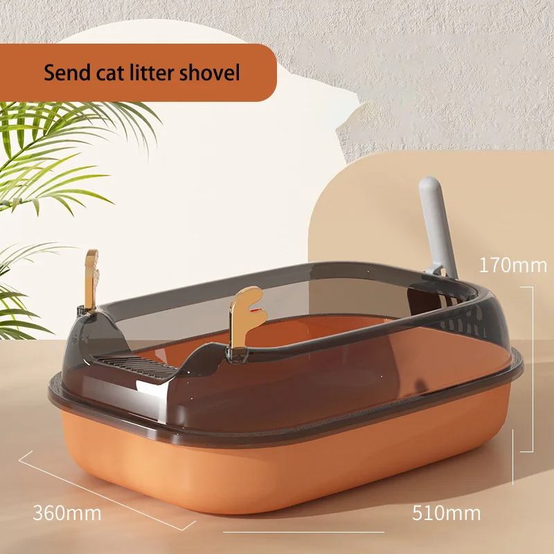 Pet Oversized Issue Toilet Bedpan Anti Splash Cats Litter Box Cat Tray With Scoop Kitten Clean Toilette Semi-Closed images - 6