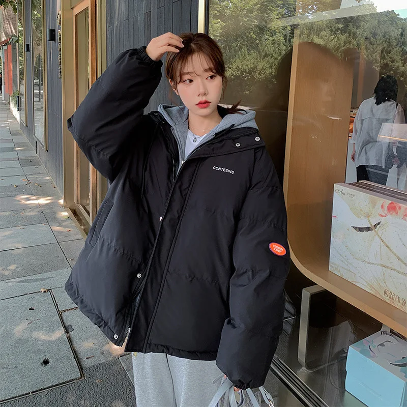 

Fake Two Cold-proof Cotton Clothes Women 2022 New Korean Version of The Cotton-padded Jacket Oversize Tide Winter Student Parkas