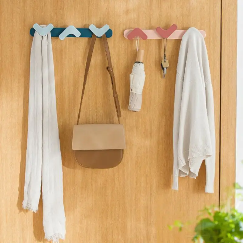 

Adjustable Triple Hook Round Corner Straight Row Storage Holder Coat Hook Keychain Punch-free Hats Storage Rack Home Storage