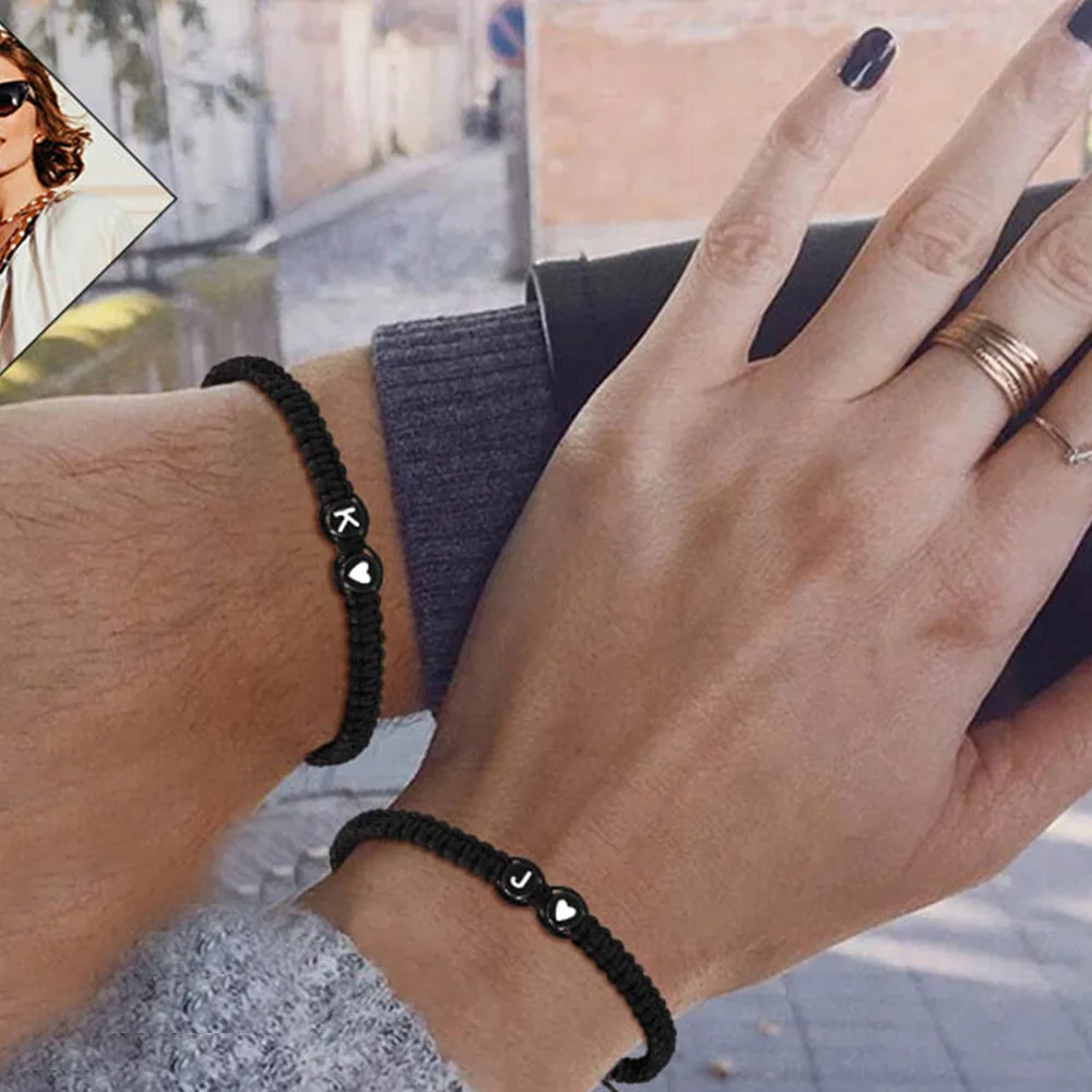 

Lucky Rope Bracelet Women Handmade Woven String Letter Heart Pendant Bracelet Charm Jewelry 2021 Charm Bracelet Friend Gift