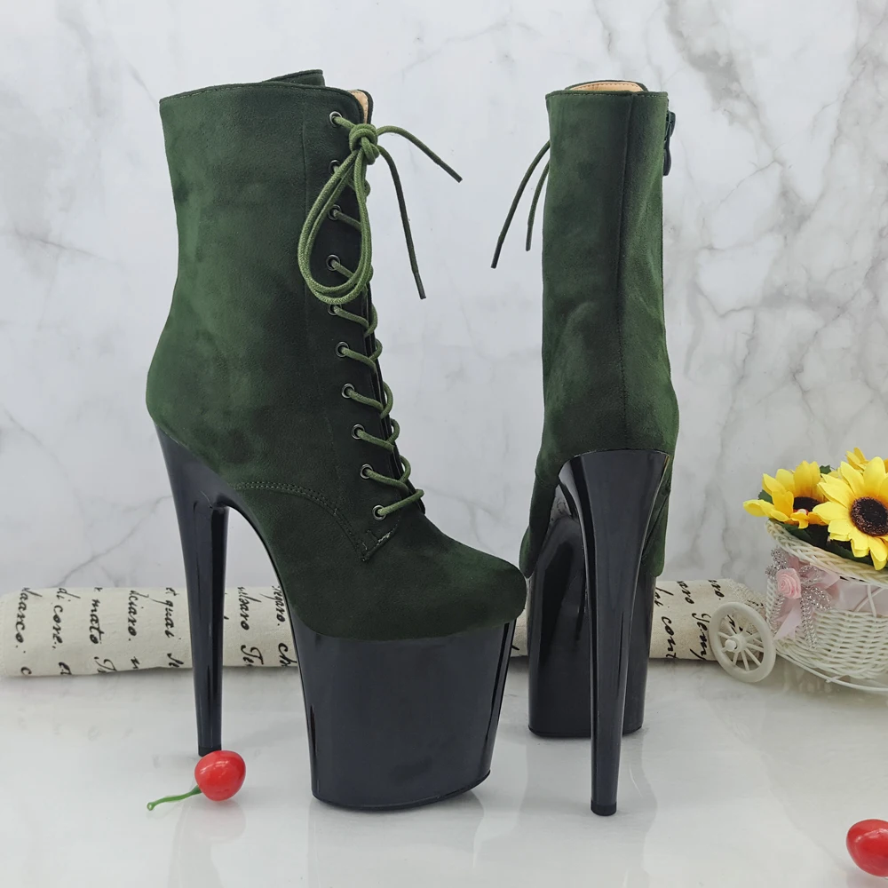 Leecabe Purple Pole dance boot with 20CM/8inches suede materials High Heel platform Boots open toe Pole Dance boot