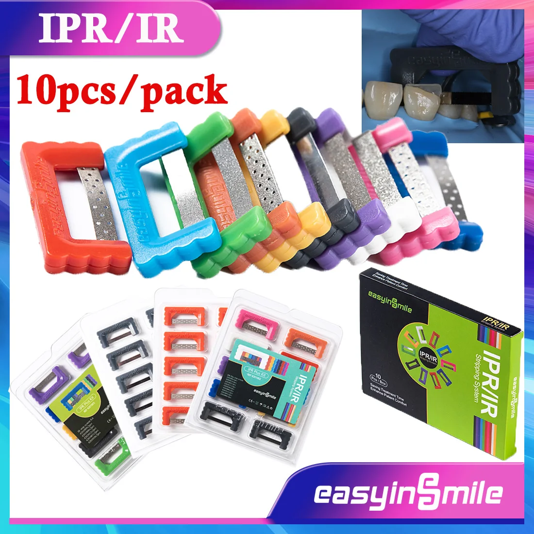 Easyinsmile 10Pcs Dental Orthodontic IPR/IR Polishing Strips Interproximal Enamel Reduction Strip Abrasion Finishing Metal Strip