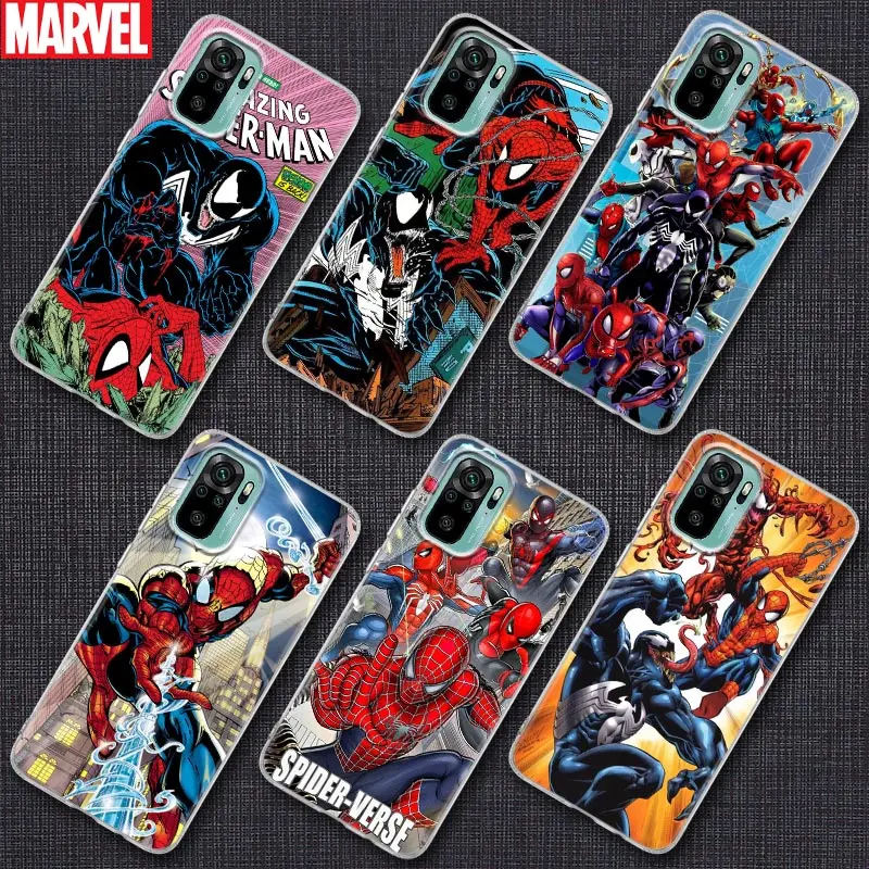 

Amazing Spider-Man Venom Clear Silicone Fundas For Xiaomi Redmi 9 9A 9C 9T 10 Cases Note 7 8 9 9S 10 11T Pro Cover Marvel Comics