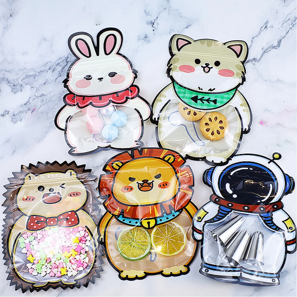 

10PC Astronaut Animal Bags Ziplock Candy Biscuit Bag Astronaut Jungle Kids Gift Snack CartoonBag for Baking Plastic Bag Supplies
