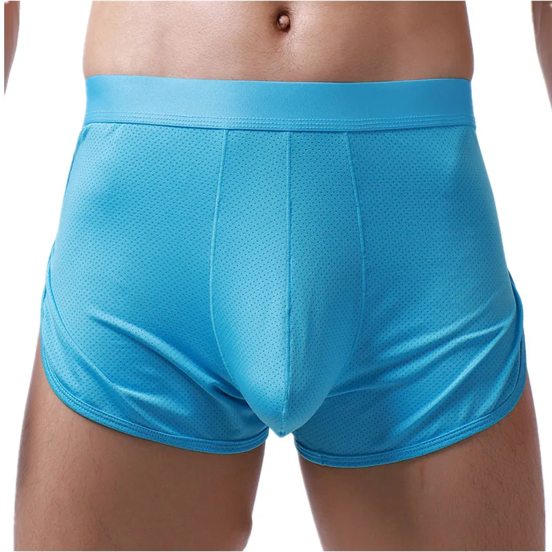 

Sexy Underwear Mens Boxers Shorts Mesh Arrow Pants Man Panties Solid Breathable U Convex Pouch Underpants Male Cueca Calzoncillo