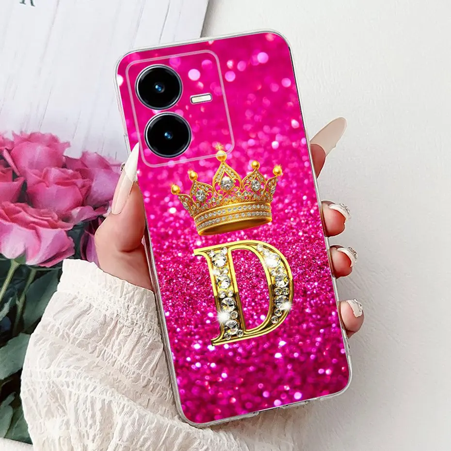 Модный чехол для телефона с буквенным принтом Vivo Y22 Y22s Y22t V2206 V2207 тонкая задняя