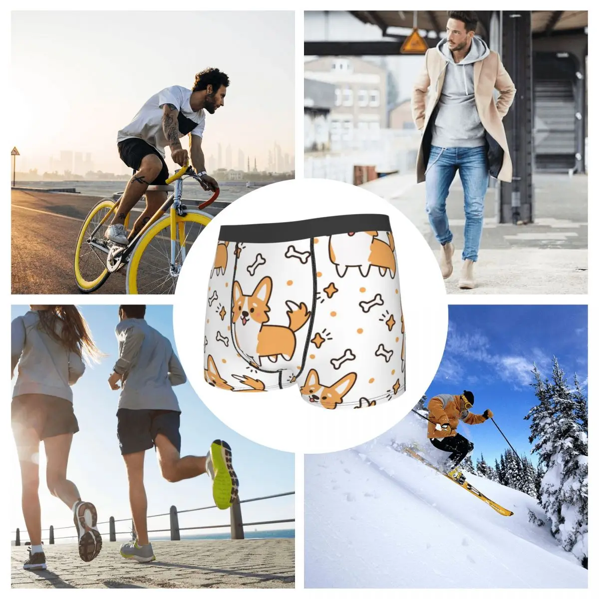 Мужские боксеры сексуальное нижнее белье милая собака порода вельш корги с