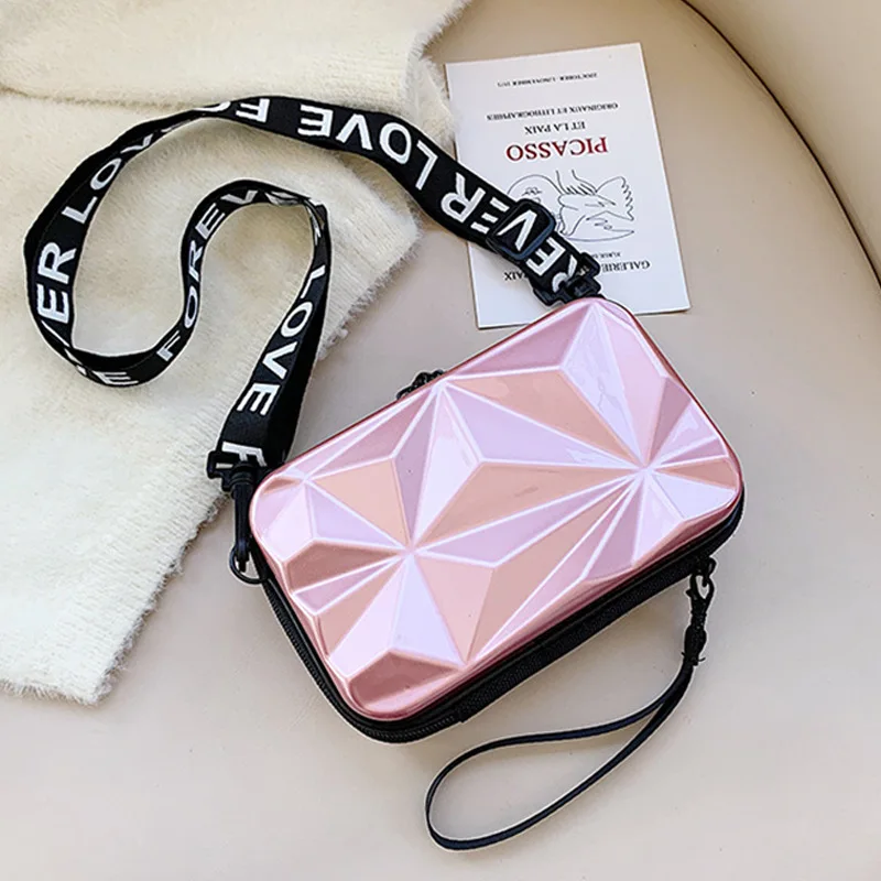 

Fashion Shoulder Bags Women Bag Suitcase Box Shape PVC Women Handbag Shoulder Bag Mini Luggage Travel Handbag Net Red Pouch