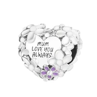 holiday gift mom daisy heart charm 925 silver jewelry for snake chain bracelets mother kids silver friends beads mothers