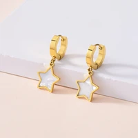 316l stainless steel new fashion upscale jewelry minimalism natural shell hanging stars drop earrings for women accessories