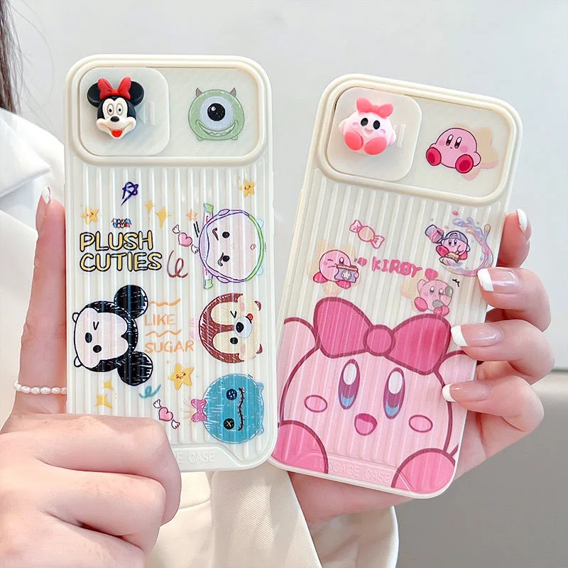 

Disney Mickey and Minnie Kirby Sliding Window Phone Cases For iPhone 13 12 11 Pro Max XR XS MAX X Back Cover