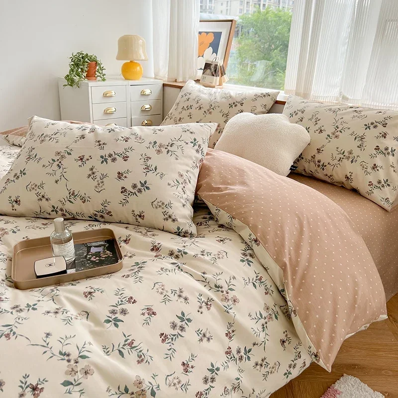 Всесезонный комплект постельного белья модный цветочный для пары одинарный