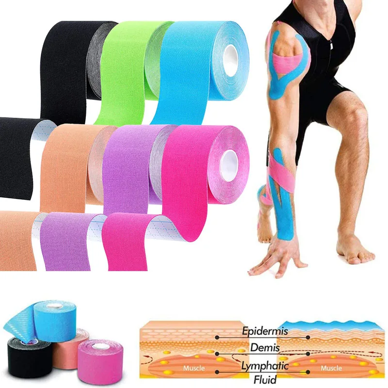 

Kinesiology Athletic Recovery Elastic Tape Kneepad Muscle Pain Relief Knee Pads Support for Gym Self Adherent Wrap Taping