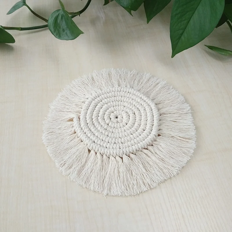 

Nordic Style Hand-woven Cotton Rope Coaster Decoration Ins Ornaments DIY Insulation Pad Kitchen Accessories Coffee Coaster