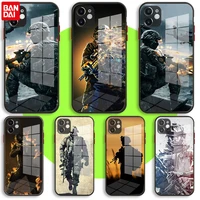 bandai black soft glass case for iphone 13 11 12 mini pro max xs xr x 7 8 6 plus se2 silicone protection cover army soldier