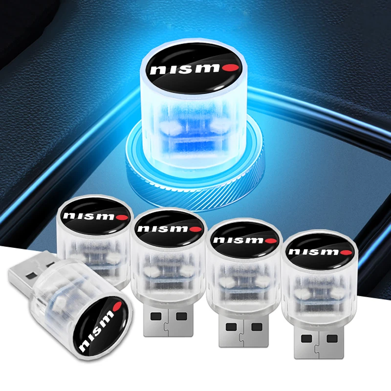 

Car Interior USB Atmosphere Light Portable Party Lamp For Nismo Logo Emblem R34 GTR Nissan Tiida Sylphy Teana X-trail 1 2 Qashqa