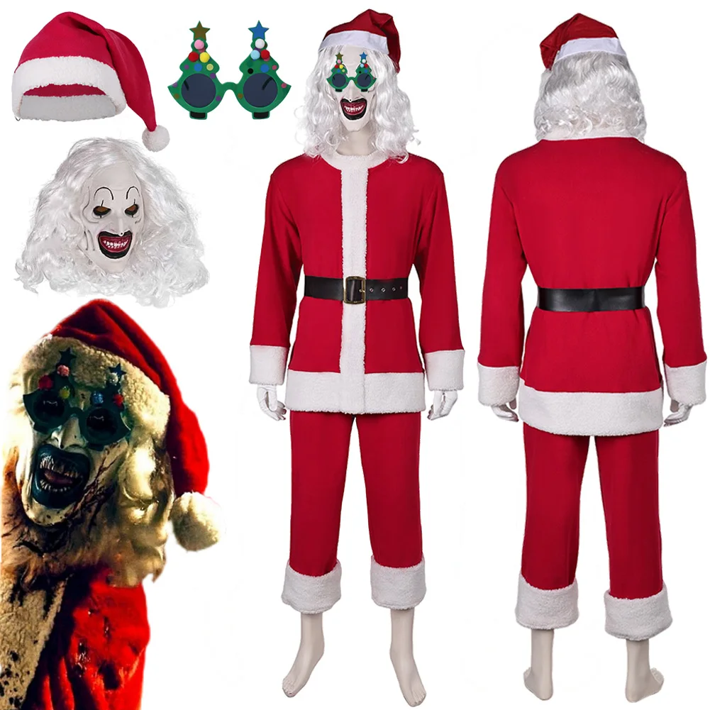Рождественский комбинезон для косплея с изображением клоуна шапка маска одежда