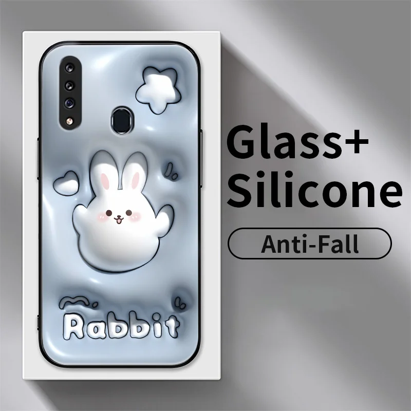 

For Samsung Galaxy A20s A20 A21 A21S A22 M22 F22 A23 A30 A31 A32 M32 M10S A33 A41 Case Star Bunny Tempered Glass Phone Case