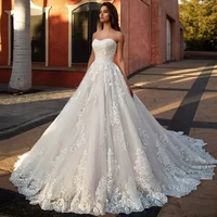 lace appliques tulle a line wedding dresses vintage robe de mariee sleeveless simple bridal gowns with lace up back vestido de