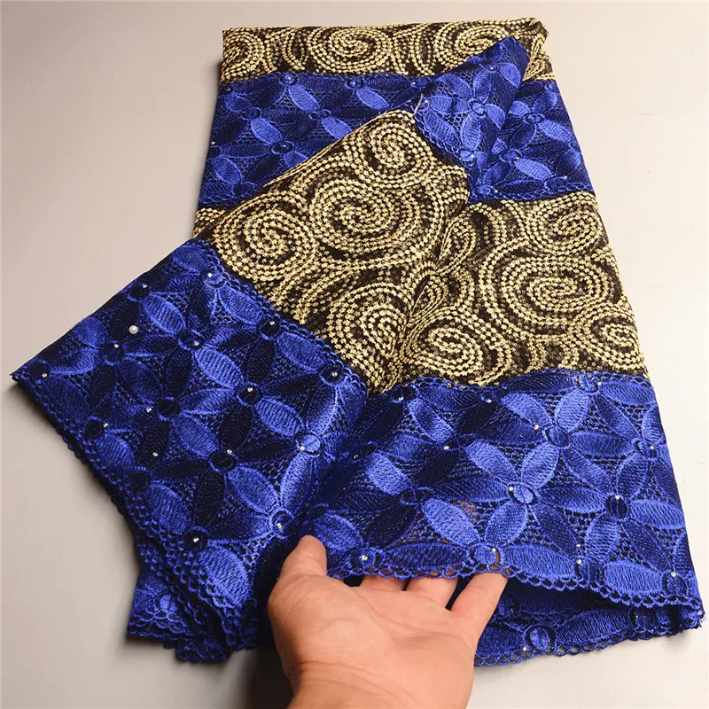 

Latest African French Lace Fabric High Quality Guipure Lace Chemical Fabric Flocking With Net Material For Wedding Party 3L07256