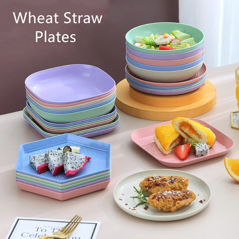 

Wheat Straw Dinnerware Set Portable Tableware Plates Set Picnic Cutlery Bowl Plates Set Eco Friendly Plates Plastic Dish Set