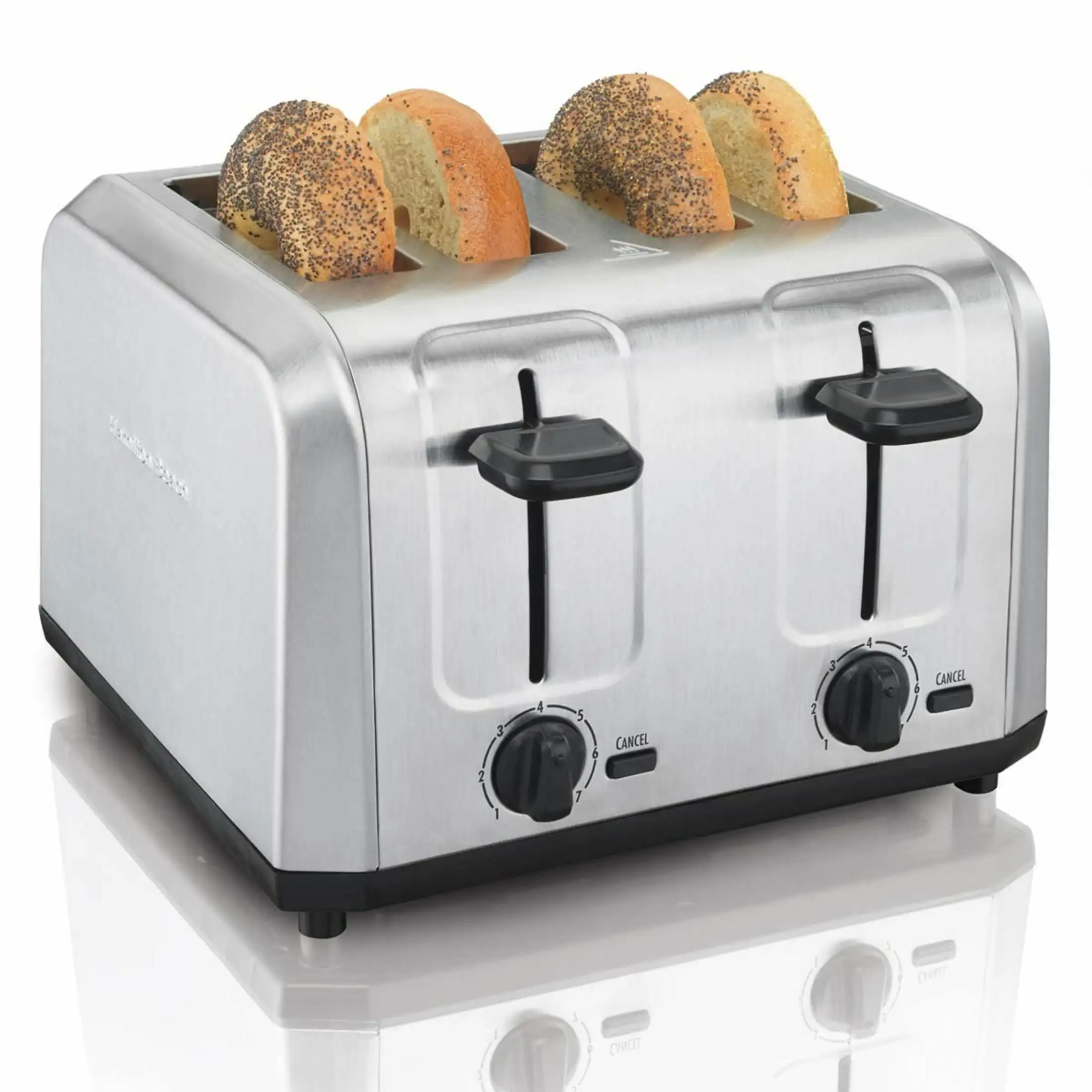 Fast shipping Brushed Stainless-Steel 4-Slice Toaster - Silver kitchen bread grill Toasting Machine home