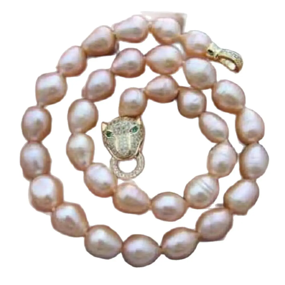 

huge 18" 11x12MM SOUTH SEA NATURAL pink PEARL NECKLACE Leopard head CLASP