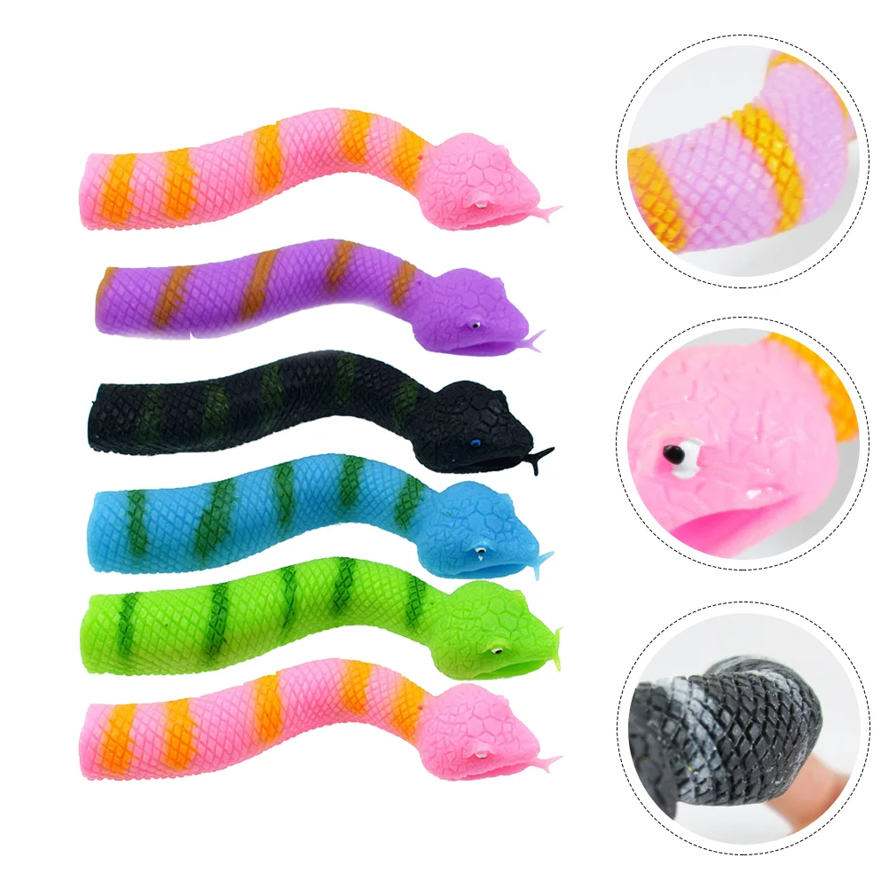 

6 Pcs Mini Finger Snake Creative Toy Artificial Modeling Realistic Party Tpr Trick