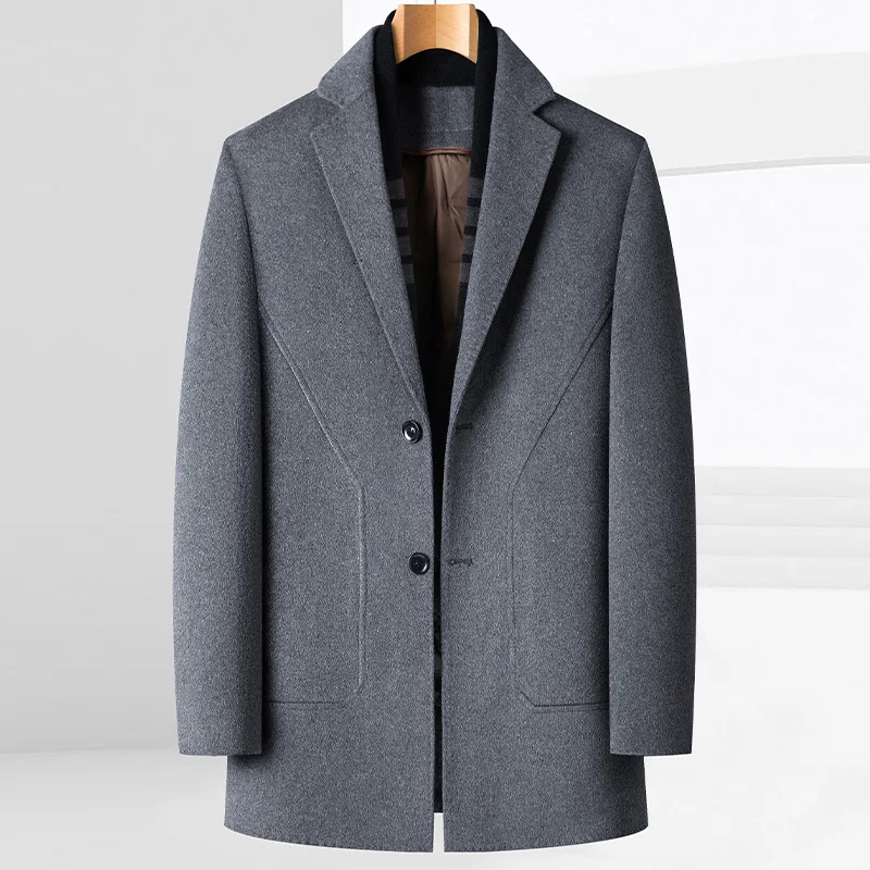 Новое поступление 2024 зимний плащ из 90% белого утиного пуха 70% шерсть мужские