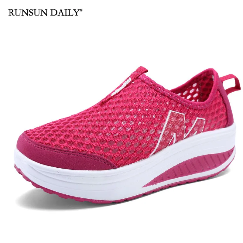 Summer Women's Walking Shoes Lightweight Breathable Sports Shoes Lazy Thick Bottom Shake Casual Shoes