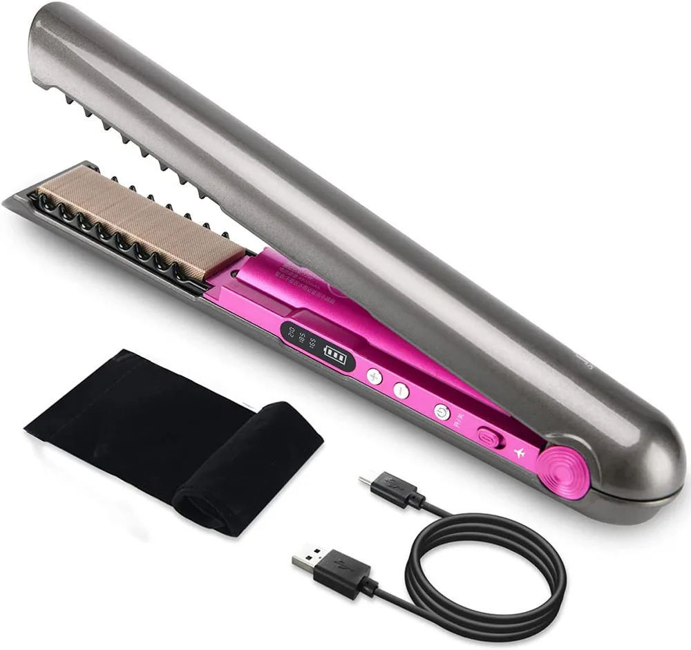 

Wireless Hair Straightener Mini Flat Iron Curling Iron USB Charging Hair Iron Straightening Ceramic Cordless Hair Curler