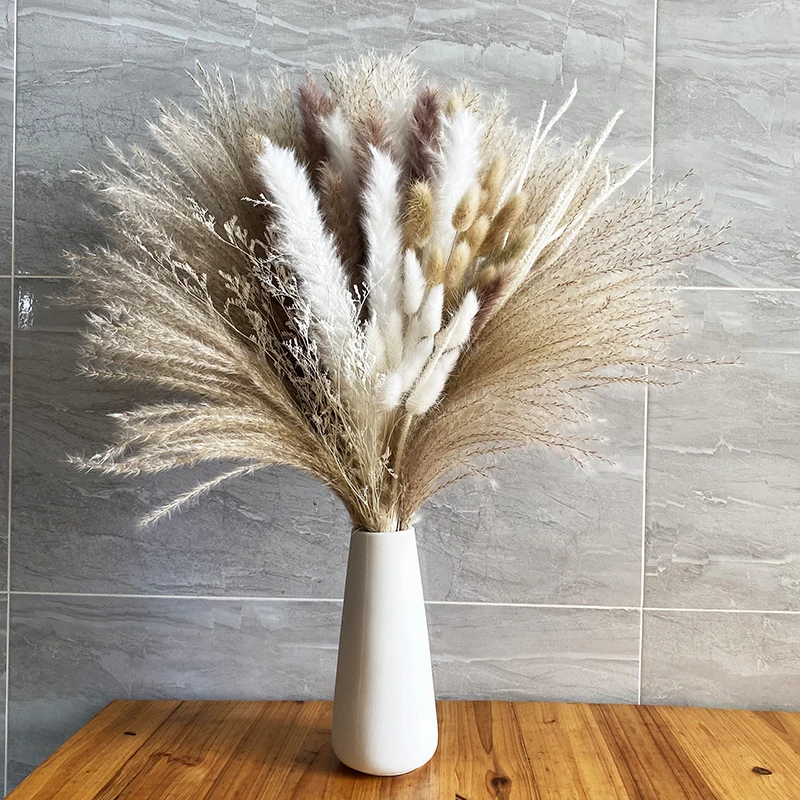 

92Pcs/lot Pampas Set Decoration Fluffy Natural Living Room Decoration Tall Pampas Grass Dried Flowers Bouquet Boho Home Decor