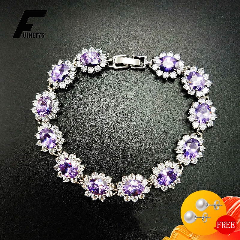 

Luxury Bracelet for Women 925 Silver Jewelry Oval Shape Zircon Gemstone Hand Accessories Wedding Bridal Party Gifts Wholesale