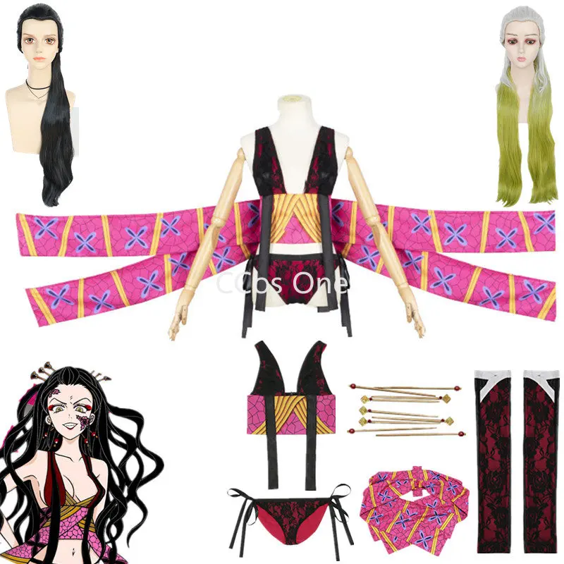 

Demon Slayers Anime Kimetsu No Yaiba Daki Cosplay Costume Headwear Sexy Uniform Girls Women Halloween Carnival Clothes