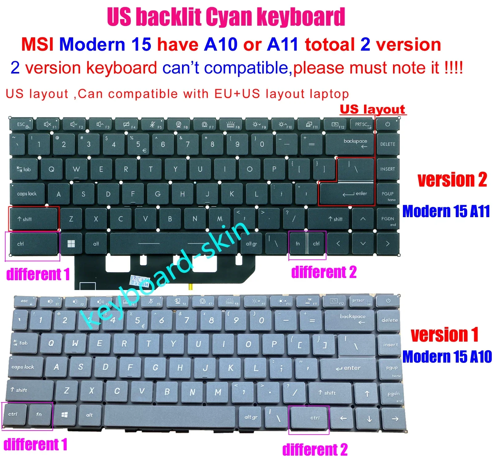 Новая клавиатура с подсветкой в США для ноутбука MSI Modern 15 A10 A10M A10SC A10RB MS-1551 A11 A11M A11MU