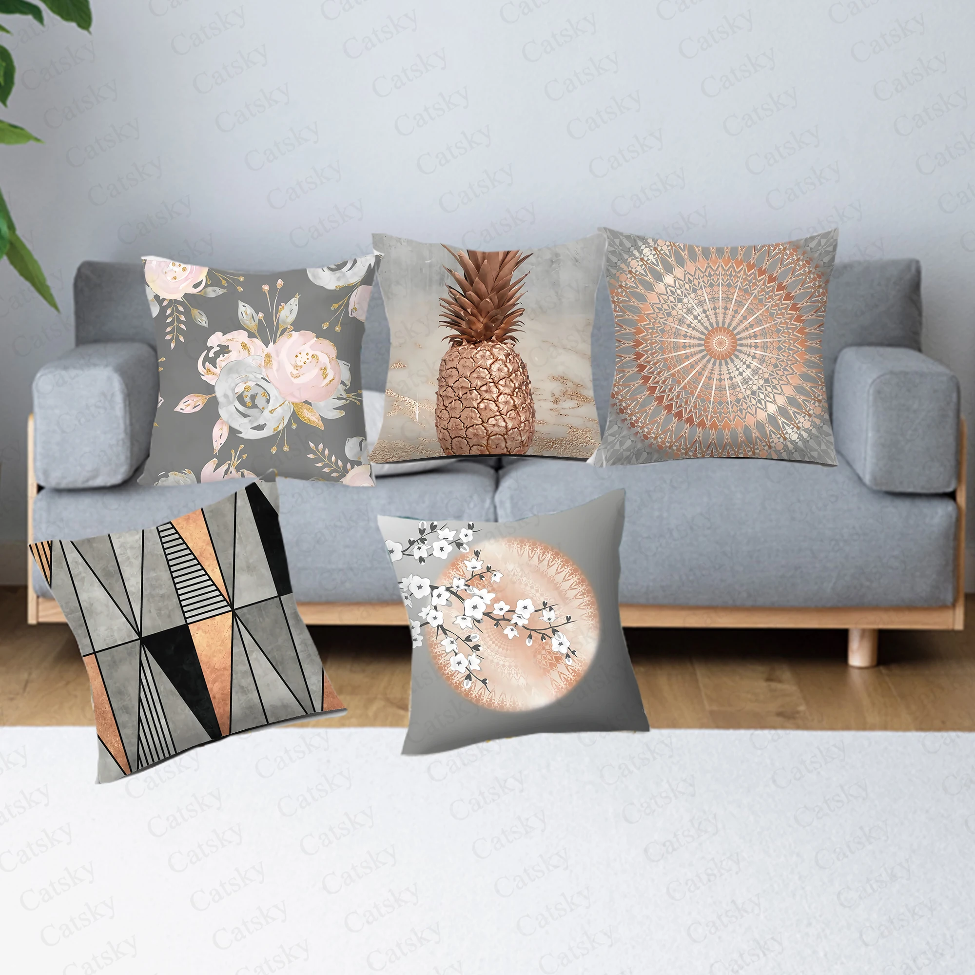 

Pineapple Flower Gold Pillow Gift Home office decorative pillow bedroom sofa car cushion cover marble pattern