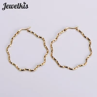 jewelkis high quality gold colour big wave hoop earrings luxury jewelry gift for women stainless steel party gifts 2022