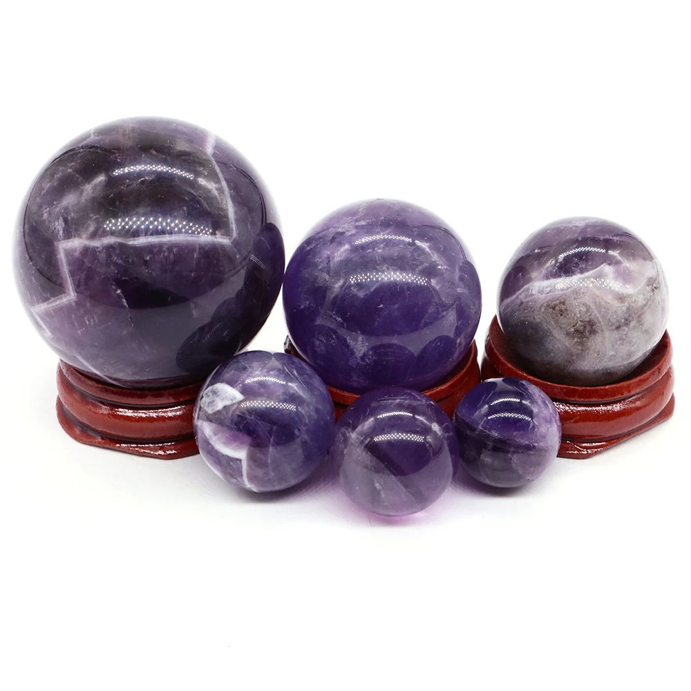 

Natural Crystal Ball Polished Reiki Healing Amethyst Stone Sphere Home Decor Desk Decoration Crafts Gem Souvenirs Gift Wholesale