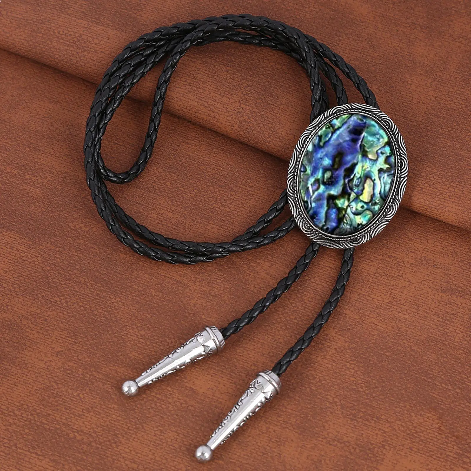

Western Bolo Tie Handmade PU Leather Unique Pendant Cowboy Necktie for Friends Birthday Christmas Wedding Fashion Show