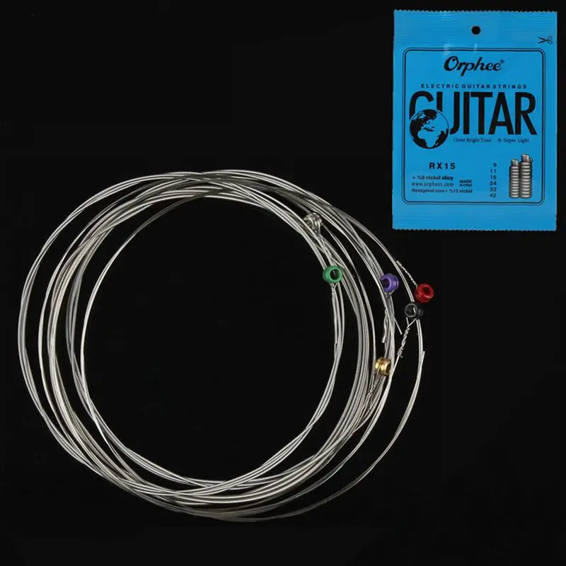

Orphee 6Pcs/Set Electric Guitar String Set Nickel Alloy String Super Light Tension &Great Bright Tone