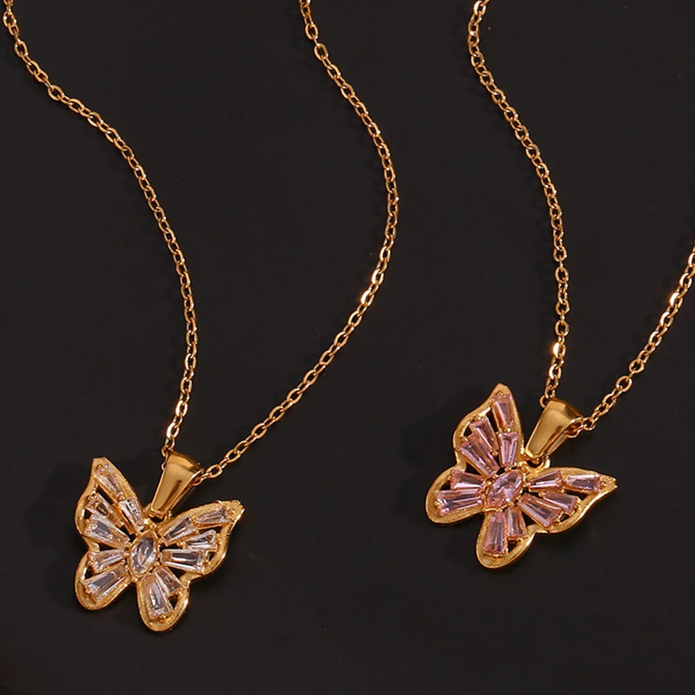 

316L Stainless Steel Butterfly Necklace for Women Gold Color Waterproof Luxury Jewelry Wedding Accessories Anniversary Gift