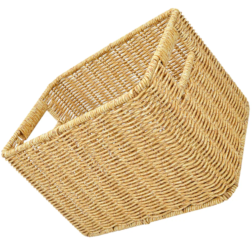 

Imitation Rattan Storage Basket Household Woven Box Desktop Finishing Decorative Seagrass Baskets