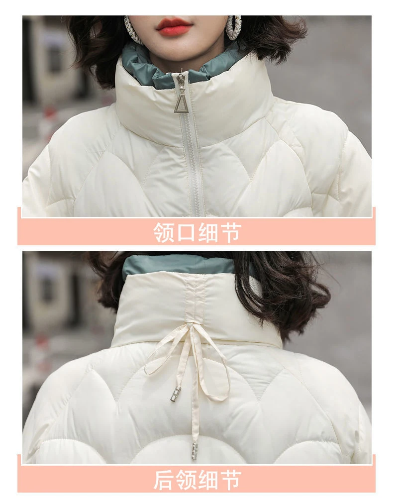 2022 Autumn Winter Warm Stand Collar Jackets Womens Korean Loose Cotton Coats Casual Black/Beige Down Cotton Parkas Snow Outwear