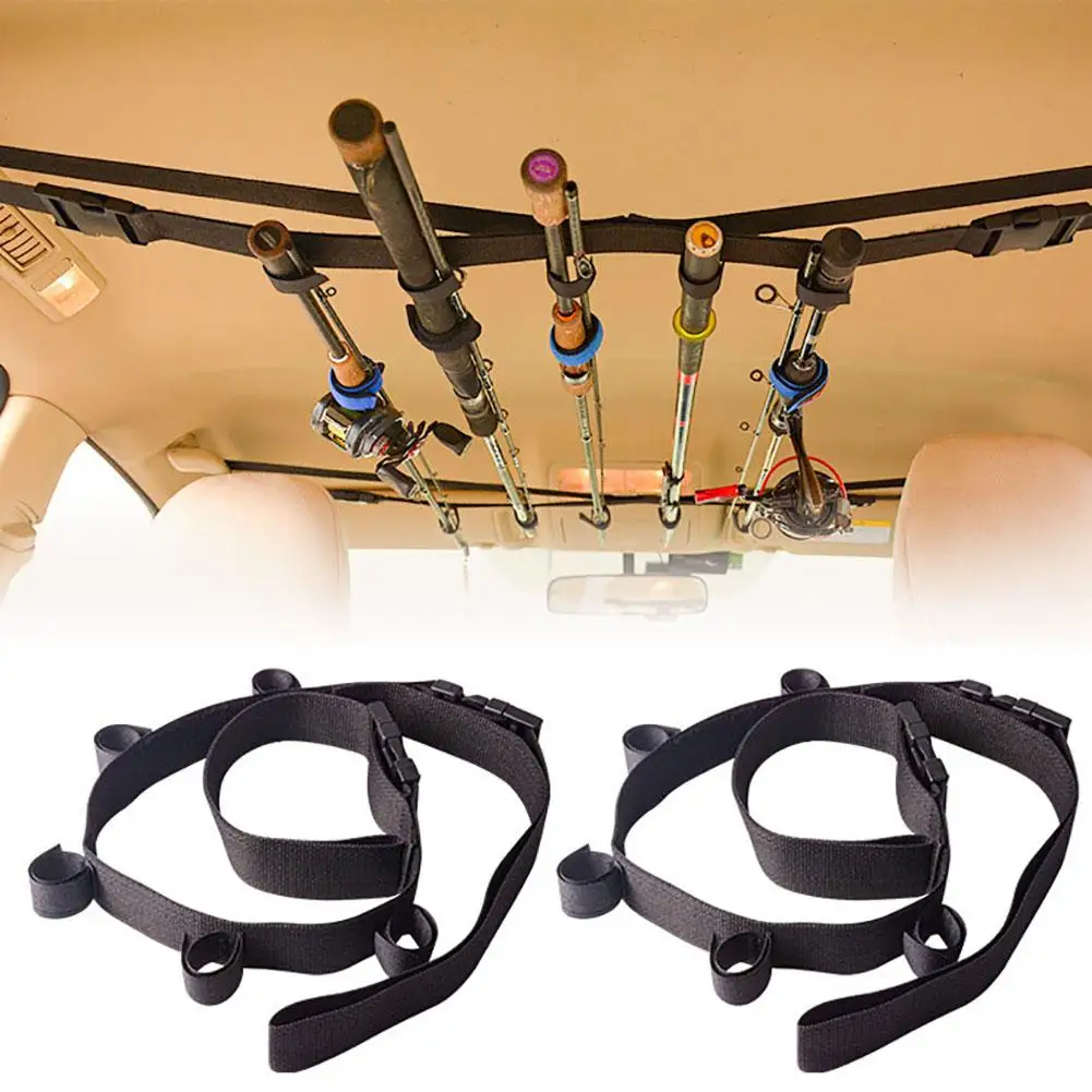 

Adjustable 2pcs Vehicle Fishing Rod Storage Rack Fishing Pole Holder With Magic Stickers For Suvs Trucks
