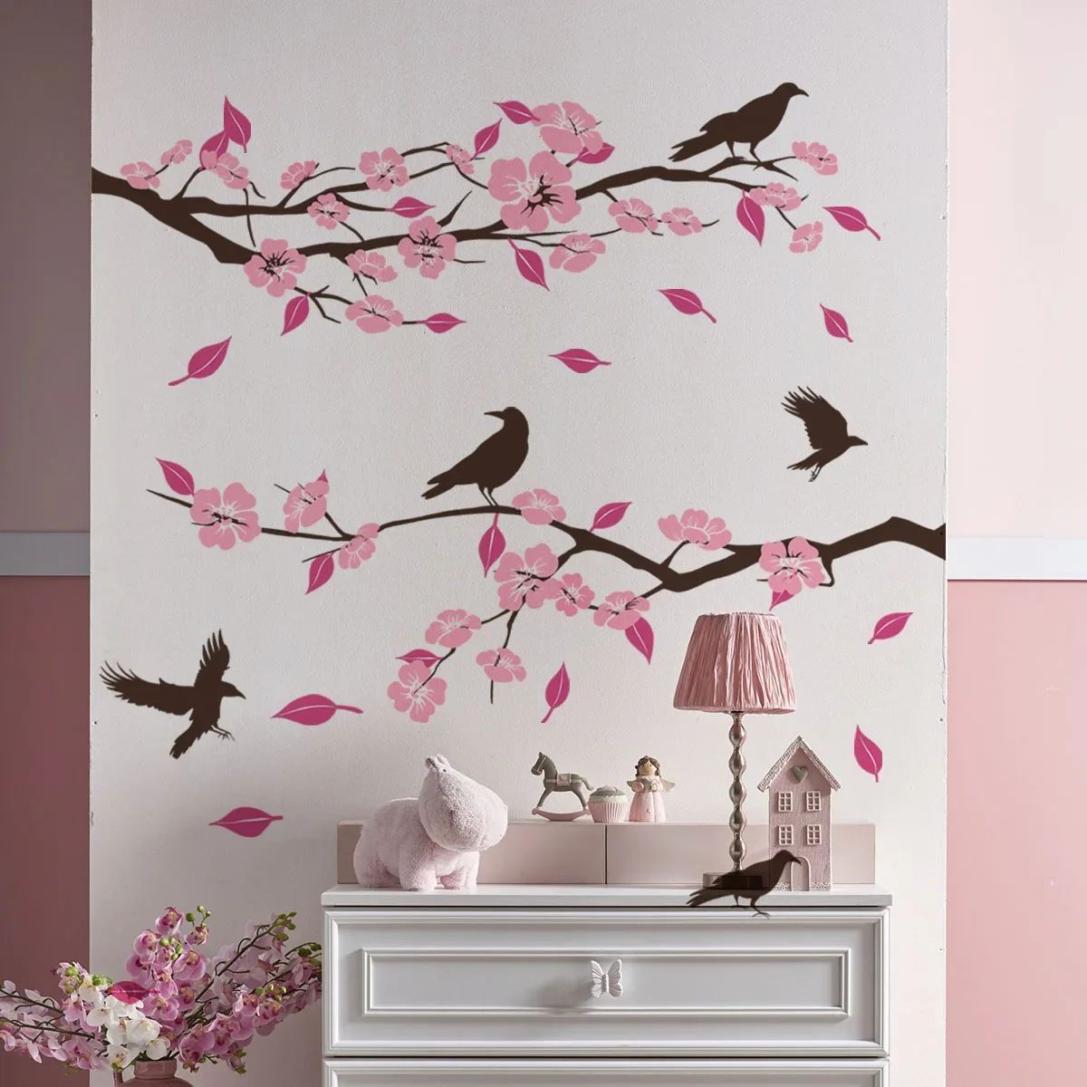 Романтические виниловые обои с искусственным рисунком розового персикового