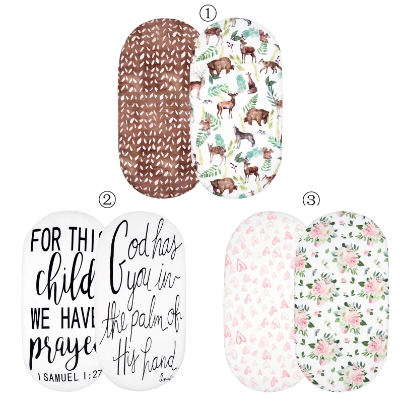 

2 Pcs Stretchy Baby Fitted Bassinet Sheets Moses Basket Oval Rectangle Pad Sheet Mattress Cover Crib Bed Sheet