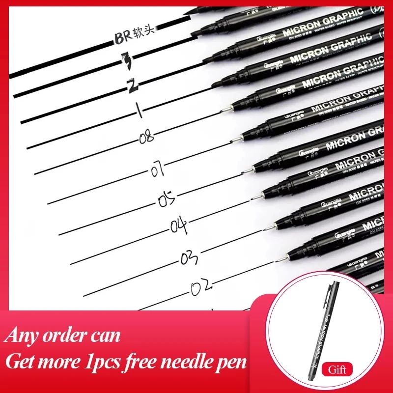 

12Pcs Set Micron Graphic Needle Pen Set Hook Line Sketch Manga Archival Office Signature Pen Art Student Drawing Design Pens