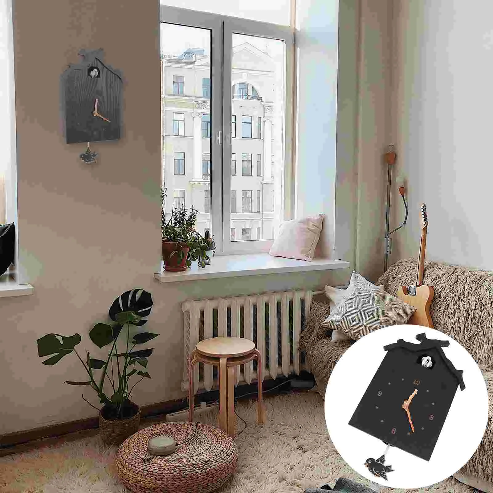 

1PC Wall Mount Clock Musical Wall Clock Wooden Wall Clock Creative Wall Clock Pendulum Wall Clock Chime Wall Clock