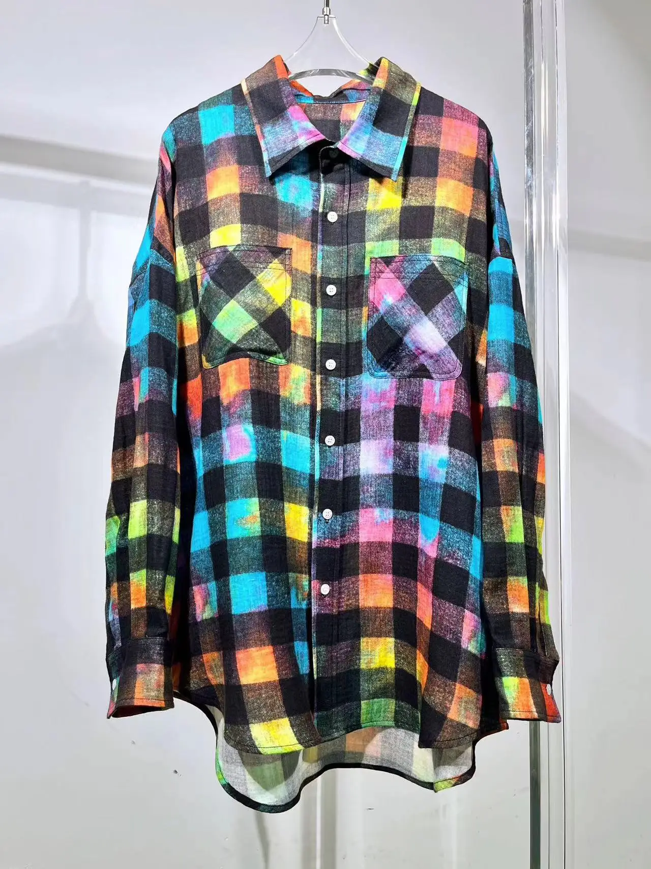 

Fyion Fashion Luxury Blouse 2022 Summer Spring New Design Women Runway Plaid Print High Quality Single Breasted Cotton Blouse